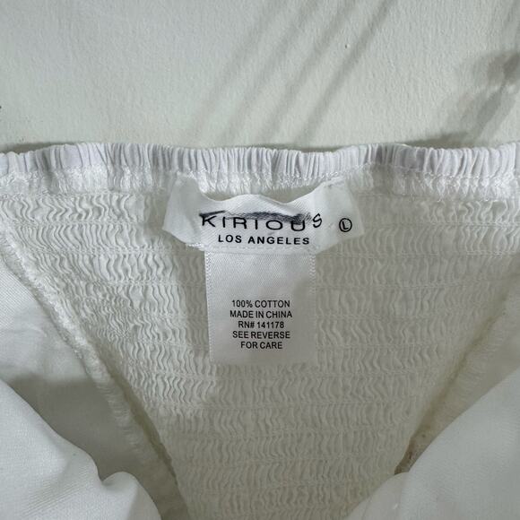 Kirious White Floral Eyelet Tank Top Size Large - Picture 3 of 4